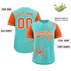Bright Green Orange Spider Web Raglan Baseball Jersey 2