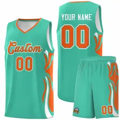 Bright Green Orange White Graffiti Side Curve Basketball Jersey Sets