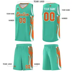 Bright Green Orange White Graffiti Side Curve Basketball Jersey Sets 5