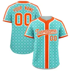 Bright Green Orange-White Plaid Authentic Baseball Jersey