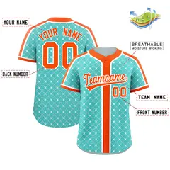 Bright Green Orange-White Plaid Authentic Baseball Jersey 2