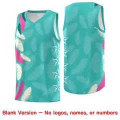 Bright Green Pink Feather Series Graffiti Pattern Basketball Jersey 6