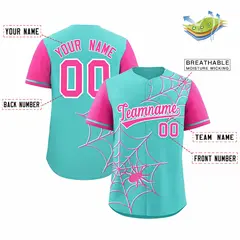 Bright Green Pink Spider Web Raglan Sleeves Baseball Jersey 2