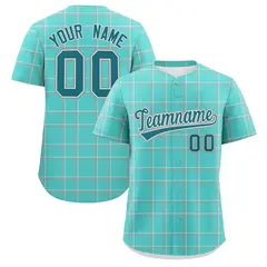 Bright Green Plaid Authentic Baseball Jersey 1