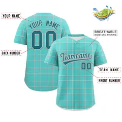 Bright Green Plaid Authentic Baseball Jersey 2