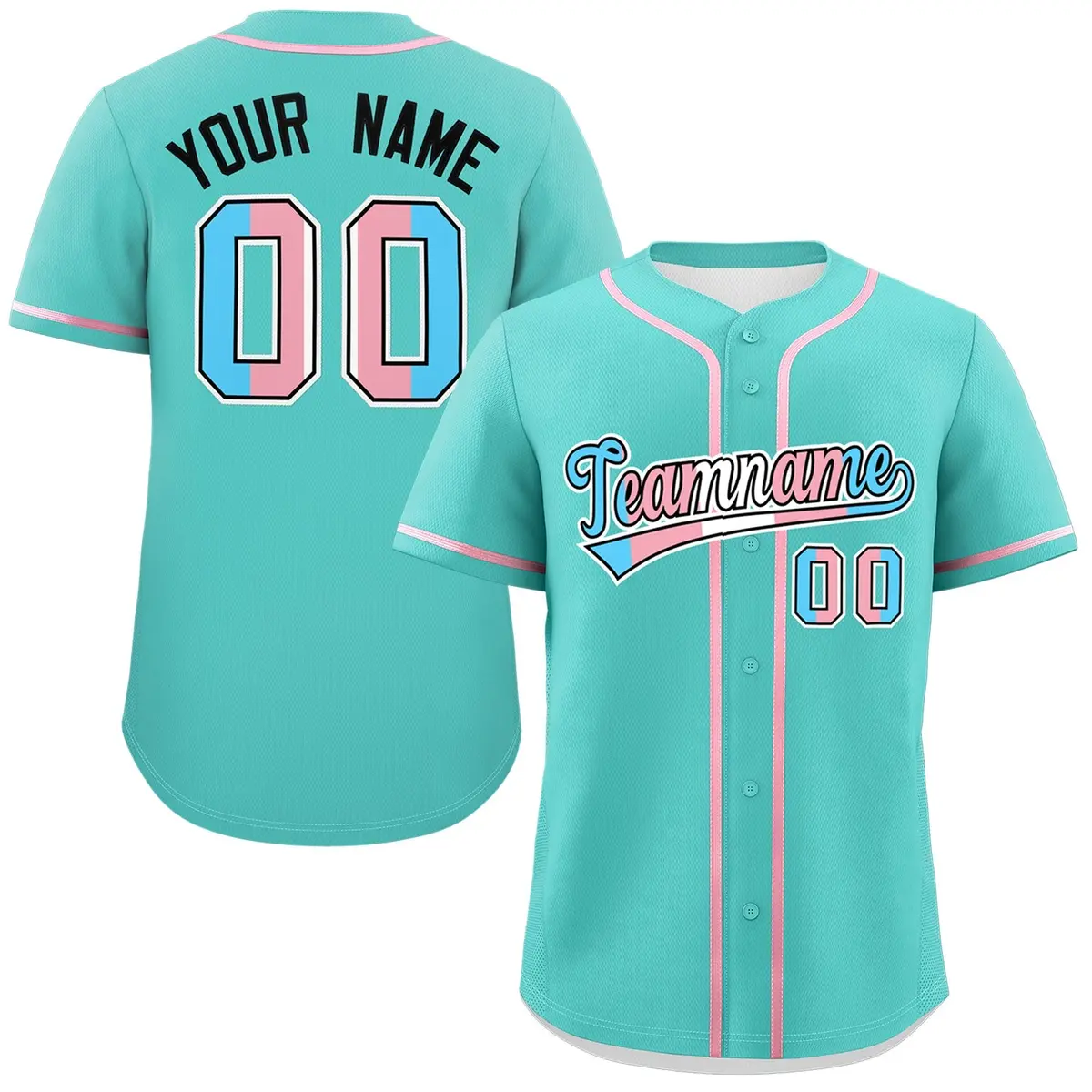 Bright Green Powder Blue Transgender Pride Baseball Jersey