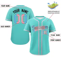 Bright Green Powder Blue Transgender Pride Baseball Jersey 2