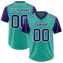 Bright Green Purple Star Pattern Raglan Sleeves Football Jersey 1