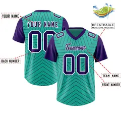 Bright Green Purple Star Pattern Raglan Sleeves Football Jersey 2