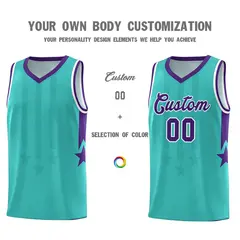 Bright Green Purple White Gradient Star Graffiti Basketball Jersey 3