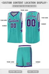 Bright Green Purple White Gradient Star Graffiti Basketball Jersey 5
