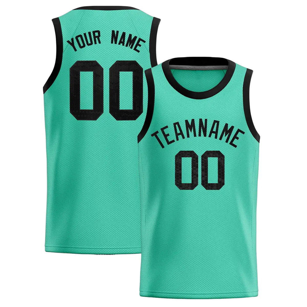 Bright Green Sequined Trim Athletic Basketball Jersey