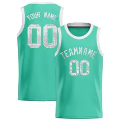 Bright Green Sequined Trim Athletic Basketball Jersey 1