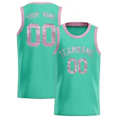 Bright Green Sequined Trim Athletic Basketball Jersey 1