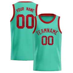 Bright Green Sequined Trim Athletic Basketball Jersey 1