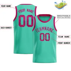 Bright Green Sequined Trim Athletic Basketball Jersey 2