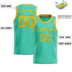 Bright Green Sequined Trim Athletic Basketball Jersey 2