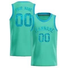 Bright Green Sequined Trim Athletic Basketball Jersey 1