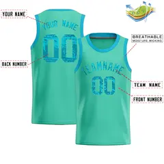 Bright Green Sequined Trim Athletic Basketball Jersey 2