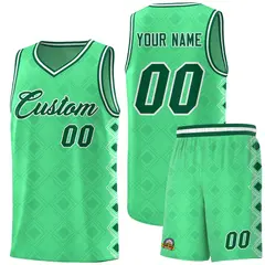 Bright Green Side Blocks Basketball Uniform Jersey 1