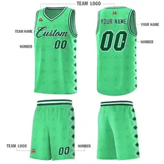 Bright Green Side Blocks Basketball Uniform Jersey 5