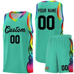 Bright Green Side Flame Basketball Jersey for Teams 1