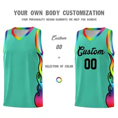 Bright Green Side Flame Basketball Jersey for Teams 3