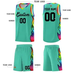 Bright Green Side Flame Basketball Jersey for Teams 5