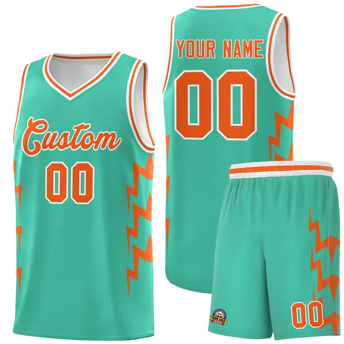 Bright Green Side Lightning Graffiti Basketball Jersey