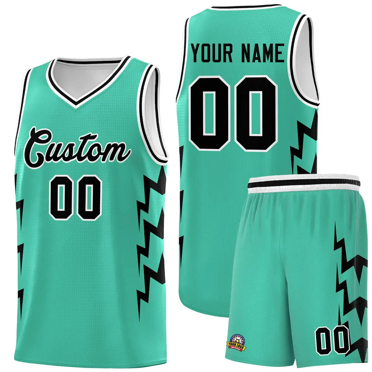 Bright Green Side Lightning Graffiti Basketball Jersey