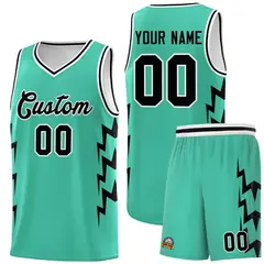 Bright Green Side Lightning Graffiti Basketball Jersey