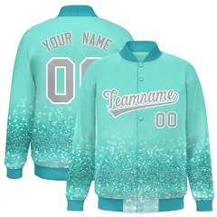 Bright Green Sparkle Full-Snap Letterman Baseball Jacket