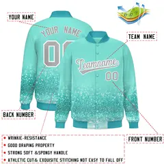 Bright Green Sparkle Full-Snap Letterman Baseball Jacket 2