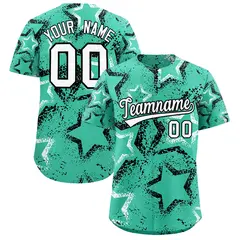 Bright Green White Black Star-Shaped Graffiti Ink Baseball Jersey 1