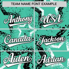 Bright Green White Black Star-Shaped Graffiti Ink Baseball Jersey 3