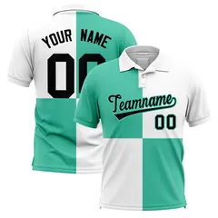 Bright Green White Four Squares Performance Polo Shirt 1