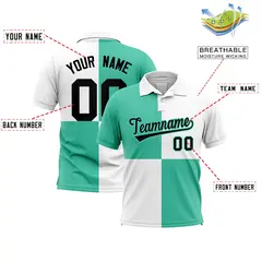 Bright Green White Four Squares Performance Polo Shirt 2