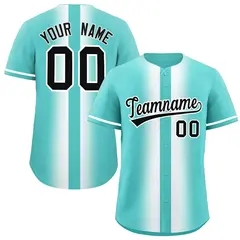 Bright Green White Gradient Lapel Baseball Jersey
