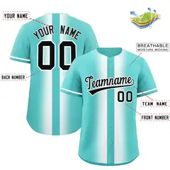 Bright Green White Gradient Lapel Baseball Jersey 2