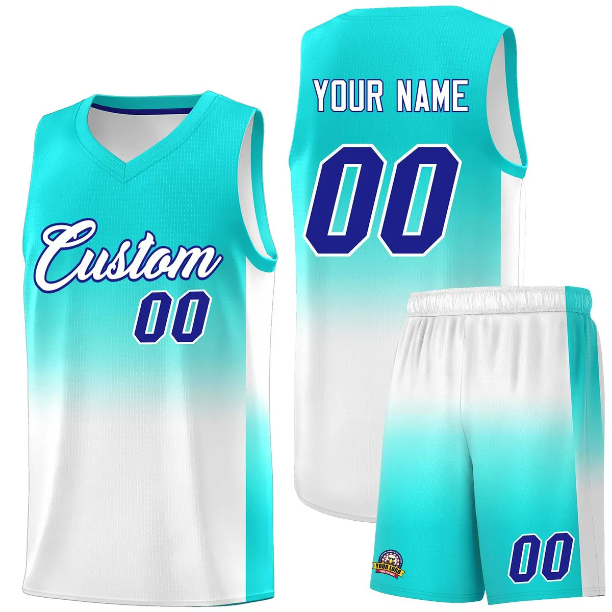 Bright Green White Gradient Uniform Basketball Jersey