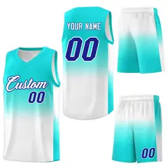 Bright Green White Gradient Uniform Basketball Jersey 7