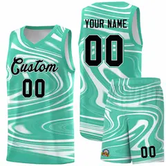 Bright Green White Graffiti Fluids Basketball Jersey Sets 1
