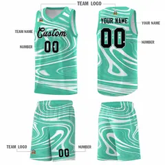 Bright Green White Graffiti Fluids Basketball Jersey Sets 5