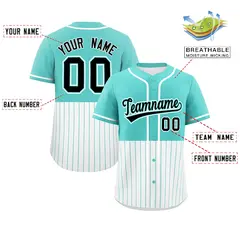 Bright Green White Half Stripe Authentic Baseball Jersey 2