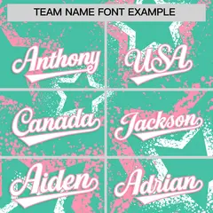 Bright Green White Light Pink Star-Shaped Graffiti Ink Baseball Jersey 3