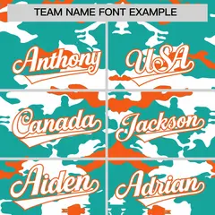 Bright Green White Orange Camo Sleeveless Baseball Jersey 3