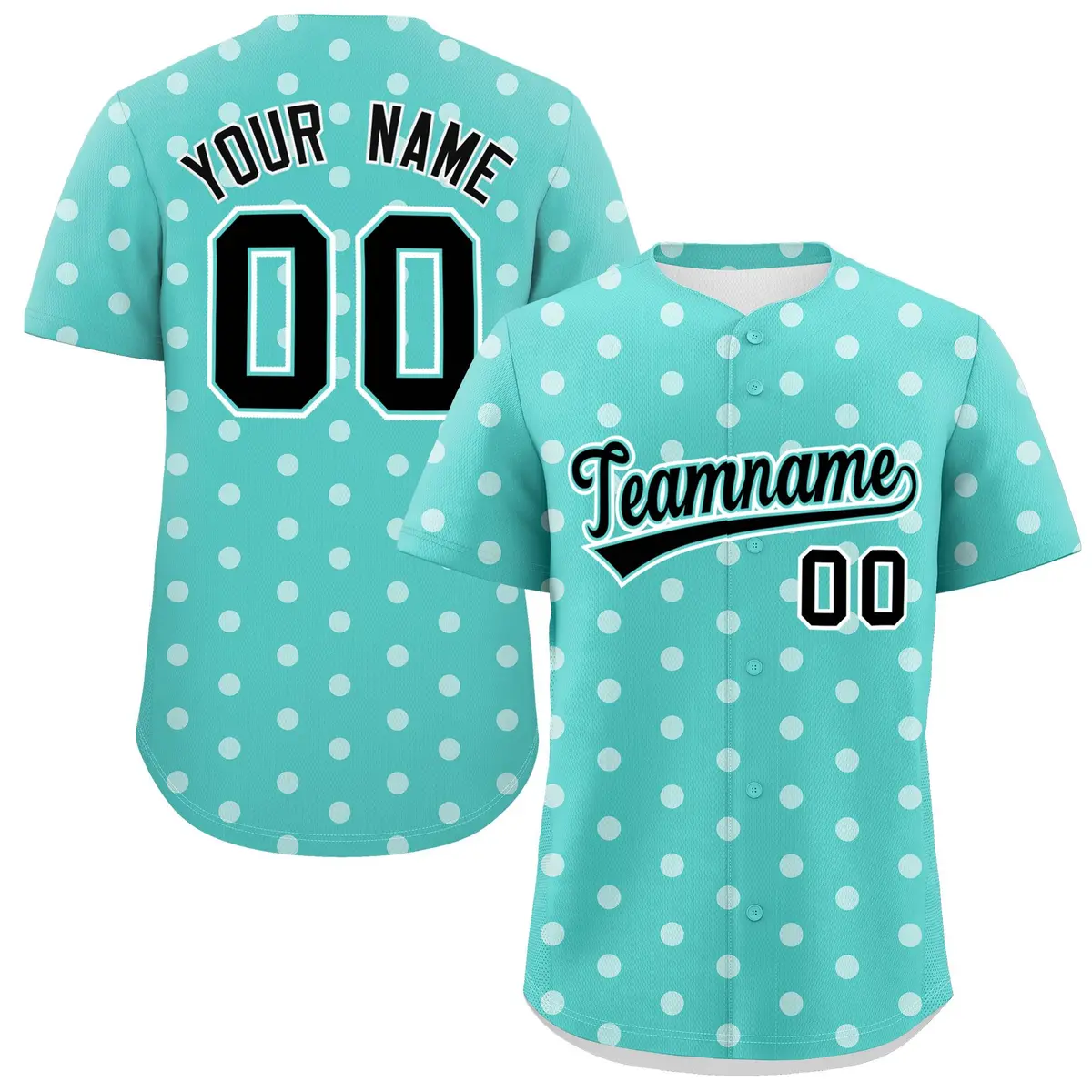Bright Green White Polka Dot Graffiti Baseball Jersey