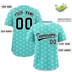 Bright Green White Polka Dot Graffiti Baseball Jersey 2