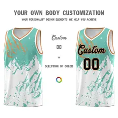Bright Green White Snow Mountain Beast Pattern Basketball Jersey 3
