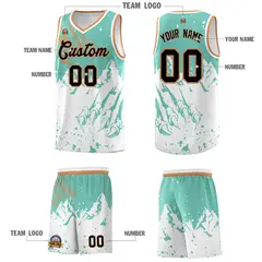 Bright Green White Snow Mountain Beast Pattern Basketball Jersey 5